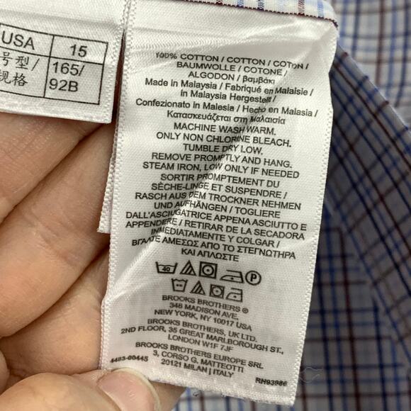 Brooks Brothers Dress Shirt Mens 15-34 Regent Non Iron Supima Grid Check *FLAWS - Picture 9 of 11
